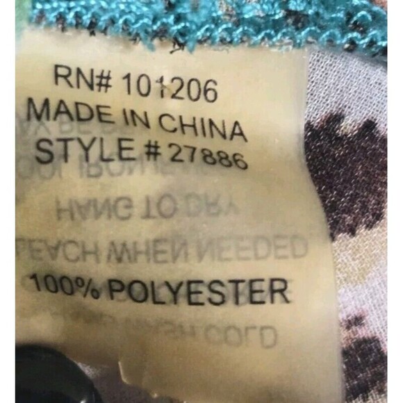 Soft Surroundings Blouse Womens Medium Green Semi Sheer Gauzy Tropical Tunic - Picture 9 of 10